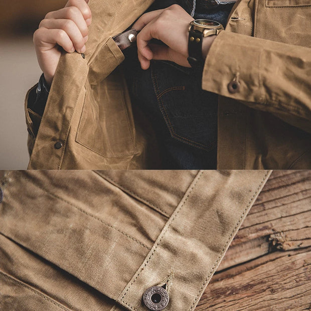 Maden Men's Vintage Waxed Canvas Jacket