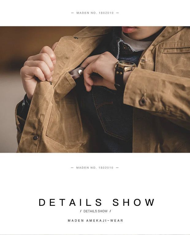 Maden Men's Vintage Waxed Canvas Jacket