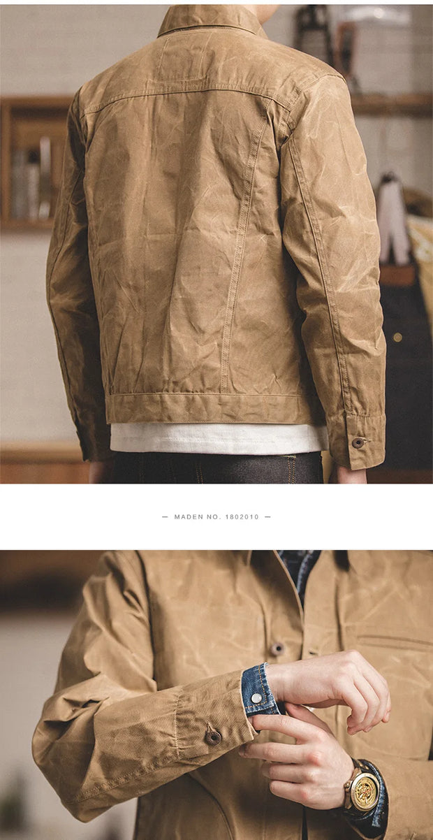 Maden Men's Vintage Waxed Canvas Jacket
